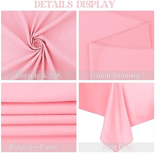 4 Pack Square Table Cloth 85x85 Inch Pink Tablecloth Machine Washable Fabric Polyester Table Cover for Dining, Buffet Parties, Picnic, Events, Weddings and Restaurants（Pink） - Image 4