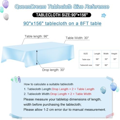 Baby Blue Sequin Tablecloth 90x156 Inch Glitter Table Cover Seamless Fabric - Image 6