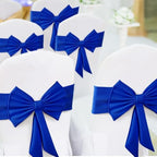 10 Pcs Spandex Chair Sashes Elastic Bows for Wedding Party, Blue - Image 5