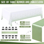 Breling 24 Pack White and Sage Green Tablecloths and Satin Table Runner Set - Image 2