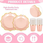 Yaomiao 336 Pcs 48 Guests Pastel Party Plate Set Supplies, Irregular - Image 3