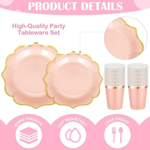 Yaomiao 336 Pcs 48 Guests Pastel Party Plate Set Supplies, Irregular - Image 3