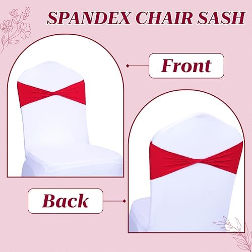 MDS Pack of 125 Spandex Chair Sashes Without Slider Buckles – Red - Image 4
