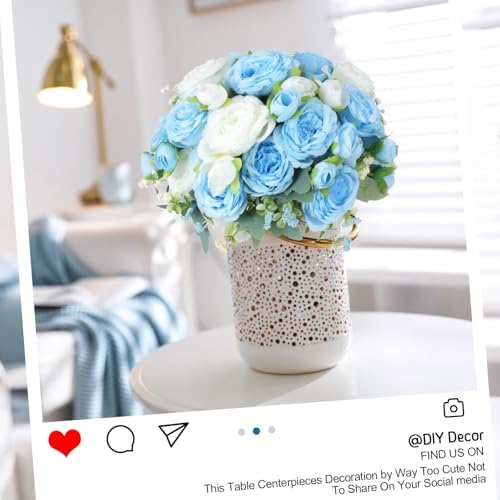 Geosar 8 Bundles Artificial Peonies Flowers,Blue, White - Image 4