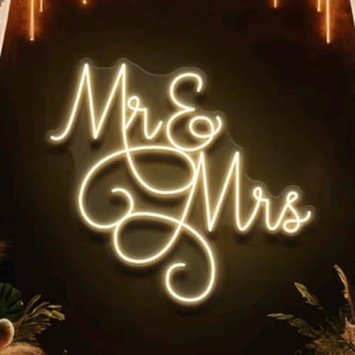 Neon Sign Mr and Mrs Neon Sign, Custom Wedding Backdrop, Neon wedding sign Size:17inch - Image 3