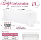 Showgeous 90x132 Inch White Rectangle Tablecloth 10 Pack Fit 8FT Table - Image 2