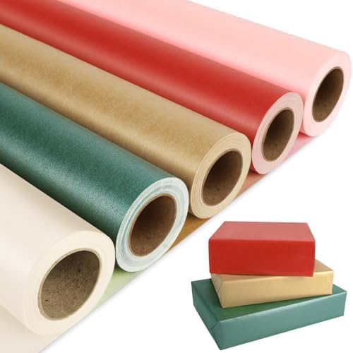 NESCCI Matte Wrapping Paper, Gift Wrapping Paper, 5 Roll by NESCCI