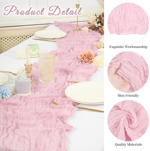 20 Pack Cheesecloth Table Runner 17 x 108 Inch, Light Pink - Image 3