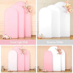 White and Pink Arch Backdrop Cover 6FT 5FT 4FT Arch Covers Stretchy Backdrop Set of 3, Wedding Arch Cover Spandex Fitted Double-Color Fabric Arch Covers for Party Baby Shower Birthday Decoration - Image 6