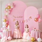 White Pink Arch Backdrop Cover Set of 2-7.2ft 6ft Dual Color Wedding Arch Cover-Wrinkle Free Stretchy Spandex Fitted Chiara Arch Stand Cover for Birthday Party Baby Shower Photo Photography - Image 5