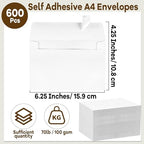 gisgfim Self Adhesive Invitation, 600 Pcs A4 Envelopes 4.25x6.25 Inches - Image 2