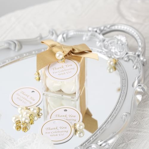 ACITHGL 30 Sets Fully Assembled Small Bubble Candle Party Favors for Guests Bulk Bridal Showers Favors Candles with Stylish Ribbons Thank You Cards Gifts (Gold) - Image 4