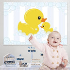 Duck Photo Backdrop Rubber Duck Baby Shower Backdrop Yellow Rubber Ducky and Bubbles Background for Photography Kids Baby Shower Newborn Birthday Party Decoration Cake Table Banner 8x6ft - Image 4