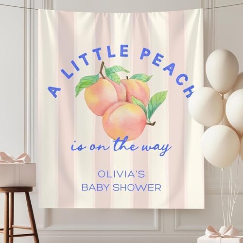Little Peach Baby Shower Banner, Sweet Peach on the Way Welcome Sign, Fruit Party Backdrop, Summer Baby Girl Shower Decoration, Photo Booth Prop, Newborn Girl Celebration Banner Supplies by Unknown