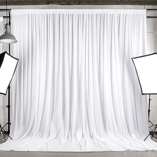 40x10ft White Backdrop Curtains for Wedding Parties Wrinkle Free Photo Backdrop Drapes for Photography Birthday Baby Shower Soft Fabric Party Backgournd for Photoshoot 5x10ft, 8 Panels - Image 5