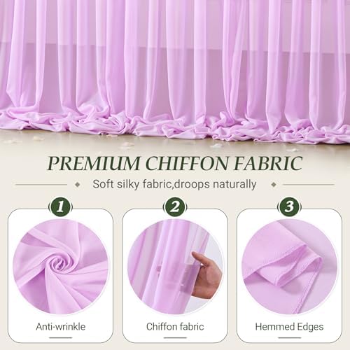 30ft×10ft Wrinkle Free Light Purple Backdrop Curtain Drapes, 6 Panels 5ftx10ft Sheer Tulle Chiffon Backdrop Panels Curtains for Wedding Baby Shower Birthday Party Stage Photo Home Decorations - Image 5