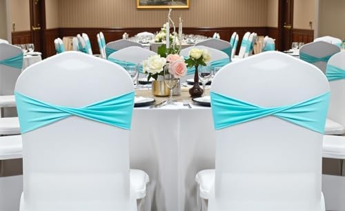 MDS Pack of 125 Spandex Chair Sashes Without Slider Buckles – Aqua Blue - Image 6