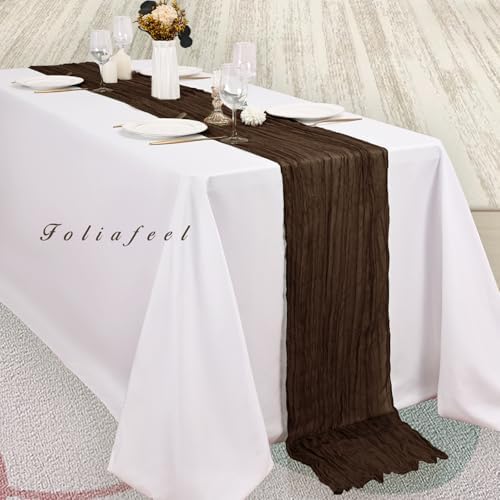 6FT 20 Pack Brown Cheesecloth Table Runner 20 x 120 Inch Long Boho Fabric Rustic Cheese Cloth Table Runner for Wedding Bridal Shower Baby Shower Gauze Sheer Birthday Party Table Decorations - Image 4