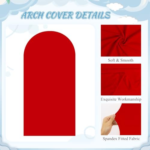 FOTSHARER 7.2FT Arch Stand with Red Arches Cover Set Metal Arch Backdrop Stands and Arched Stand Cover Balloon Wedding Backdrop Arch Covers for Birthday Party Baby Shower Ceremony Banquet Decor - Image 6
