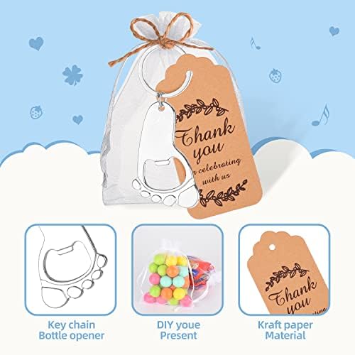 50 Pcs Silver Footprint Bottle Opener Baby Shower Favors for Guest - Image 4