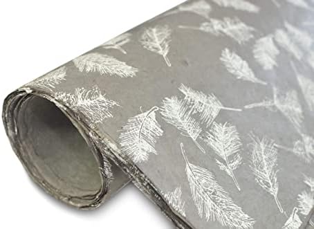 Kathmandu Valley Co. Handmade Lokta Decorative Wrapping Paper, Grey Feather - Image 7