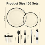 BESTSTAR 700PCS Clear and Black Disposable Plastic Plate Set for 100 Guests - Image 2