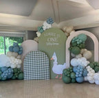 Set of 2 Arch Backdrop Covers One Silly Goose Baby Shower 2PCS Spandex Arch Stand Cover Plaids Girl Birthday Easter Party Banquets Decorations (6FT & 5FT,Green) - Image 6