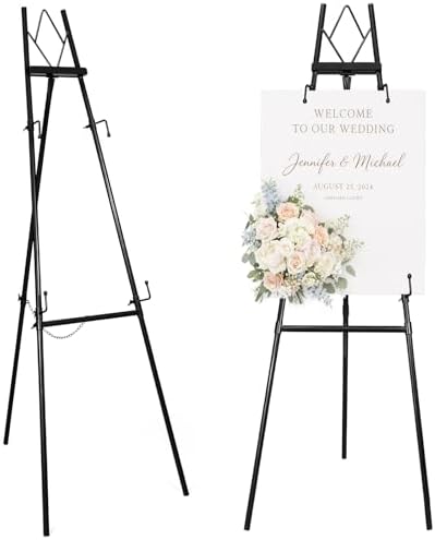 53.9" Black Easel Stand for Sign, Display Easel for Wedding Sign, Painting by Victawks