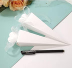 100 Pcs Cones Wedding Holder, Confetti Cones with Heart Shape, Place Cards, Box Box with Ribbon for Wedding Baptism Birth, Baby Shower - Image 2