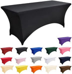 6-Pack 6ft Black Spandex Table Covers for Rectangle Standard Folding Tables - Wrinkle Resistant Stretch Tablecloths - Ultimate Fitted Table Protector for Parties, Trade Shows, Wedding - Image 3