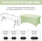 Fixwal 3 Pack 6FT Sage Green Tablecloth Rectangle Spandex Table Cover - Image 3