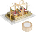 EUSOAR Cupcake Containers, 18 Pack Gold Cupcake Boxes Dessert Cookies Muffins Pastry Carrier 6 Count, Rectangle Bakery Cake Containers Assembly Plastic Holder for Wedding Birthday Party Favor Gifts by EUSOAR