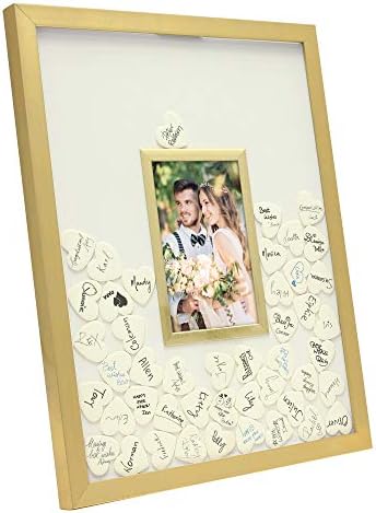 80-Heart Brass tone Wedding Guest Book Alternative Frame - Image 3