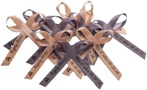 25 Personalized Ribbons Assesmbled Bows Custom Bridal Shower Favor Party Favors Wedding Bridesmaid Memorial Ribbons Funeral Baby Invitations Mis XV años Quinceanera (Thistle) - Image 6