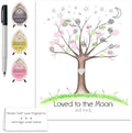 Girl's Star and Moon Theme Baby Shower Fingerprint Tree Set, 8.5x11 Inch by MeganHStudio