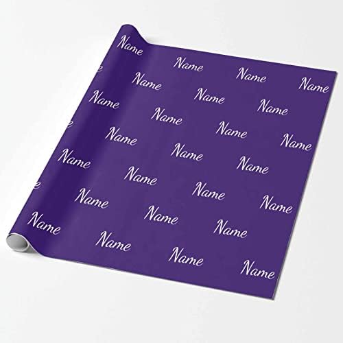 MyPupSocks Personalized Text Wrapping Paper, Name Dark Purple Custom Funny Logo Wrapping Paper Roll for Boys Girls Baby Shower Wedding Anniversary Birthday Gift 58x23 Inch 5 Rolls - Image 2