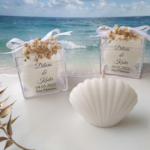 Wedding Favor Guest Bulk, White Seashell Shaped Candle Party Favors, Bridal Shower Favor for Beach Party Gifts, Baby Shower Favors for Baptism Favors (Set of 50) - Image 6