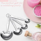 25 Set Pink Heart Shaped Measuring Spoons Stainless Steel, Elegant - Image 5