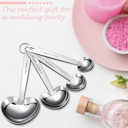 25 Set Pink Heart Shaped Measuring Spoons Stainless Steel, Elegant - Image 5