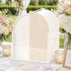 White Arched Wedding Card Box with Light Beige Standee & Erasable Pen by OurWarm