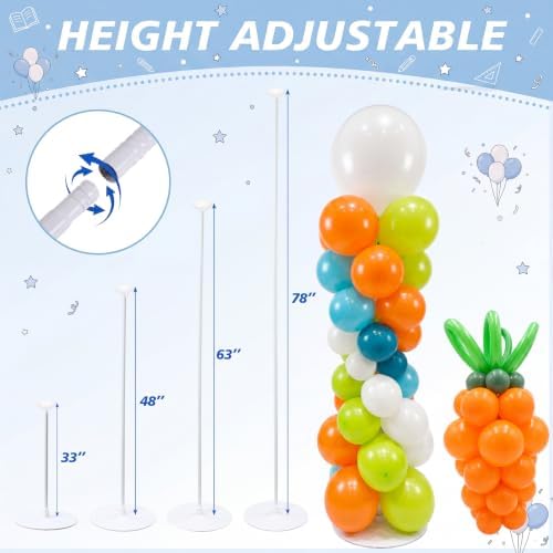 Hicarer 8 Sets Balloon Column Stand Kit, 7ft, White Pole - Image 2