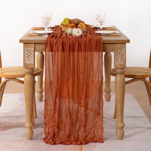 Fall Table Runner Terracotta Thanksgiving Cheesecloth Table Runner, 8 Pack - Image 2