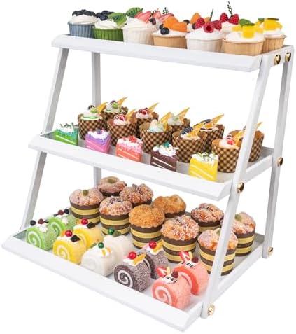 3-Tier white Metal Cupcake Stand, Multi Layer Dessert Display Serving Tray by WWN