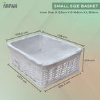Arpan Small White Wicker Gift Hamper Storage Basket with White Cloth Lining - Image 2