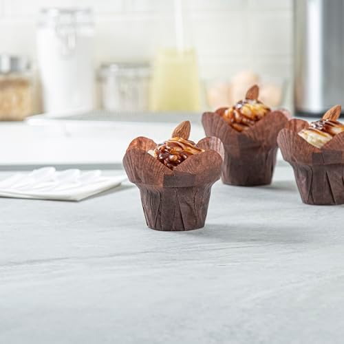 Restaurantware 6 oz Brown Paper Daffodil Baking Cup, 200 Pack - Image 4