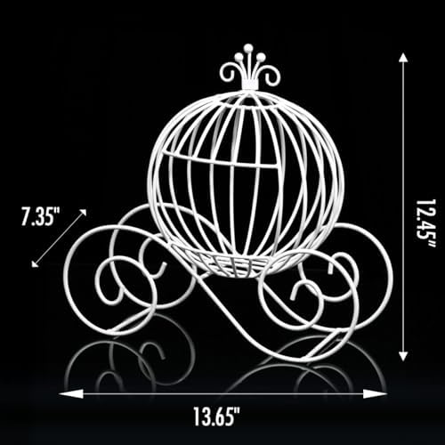 White Wire Cinderella Coach Carriage Centerpiece, 13.65" - Image 2