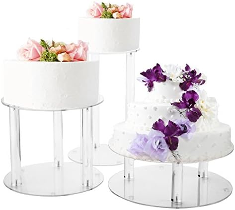 Jusalpha Large 3 Tier Acrylic Round Wedding Cake Stand, Food Display Stand by Jusalpha