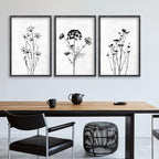 flowtorely Flower Plant Wall Art Decor 24"x16" Set of 3 Black And White - Image 6