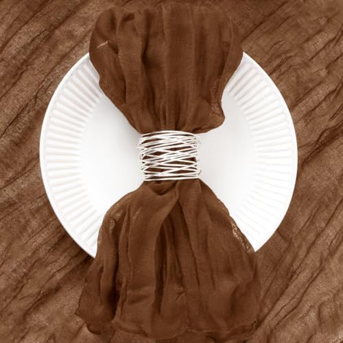 DeZerlor Brown Washable Cheesecloth Napkins Set of 100 for Wedding Party - Image 2