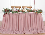 14FT Chiffon Table Skirt Sheer Tablecloth for Wedding 1st Baby Girl Birthday Party Bridal Shower Decoration Dusty Rose - Image 7